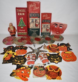 LOT ASSORTED VINTAGE CHRISTMAS/HALLOWEEN, C. 1950/60