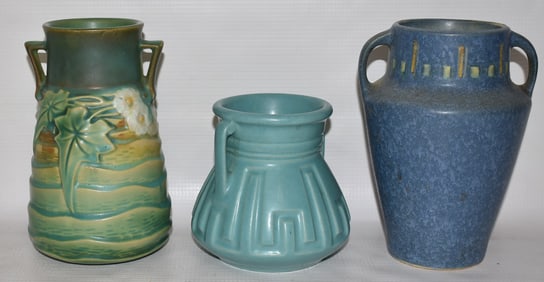 LOT (3) VINTAGE ROSEVILLE POTTERY VASES, C. 1930