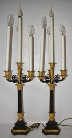 PAIR FRENCH EMPIRE LOUIS XVI CANDELABRA (ELECTRIFIED)