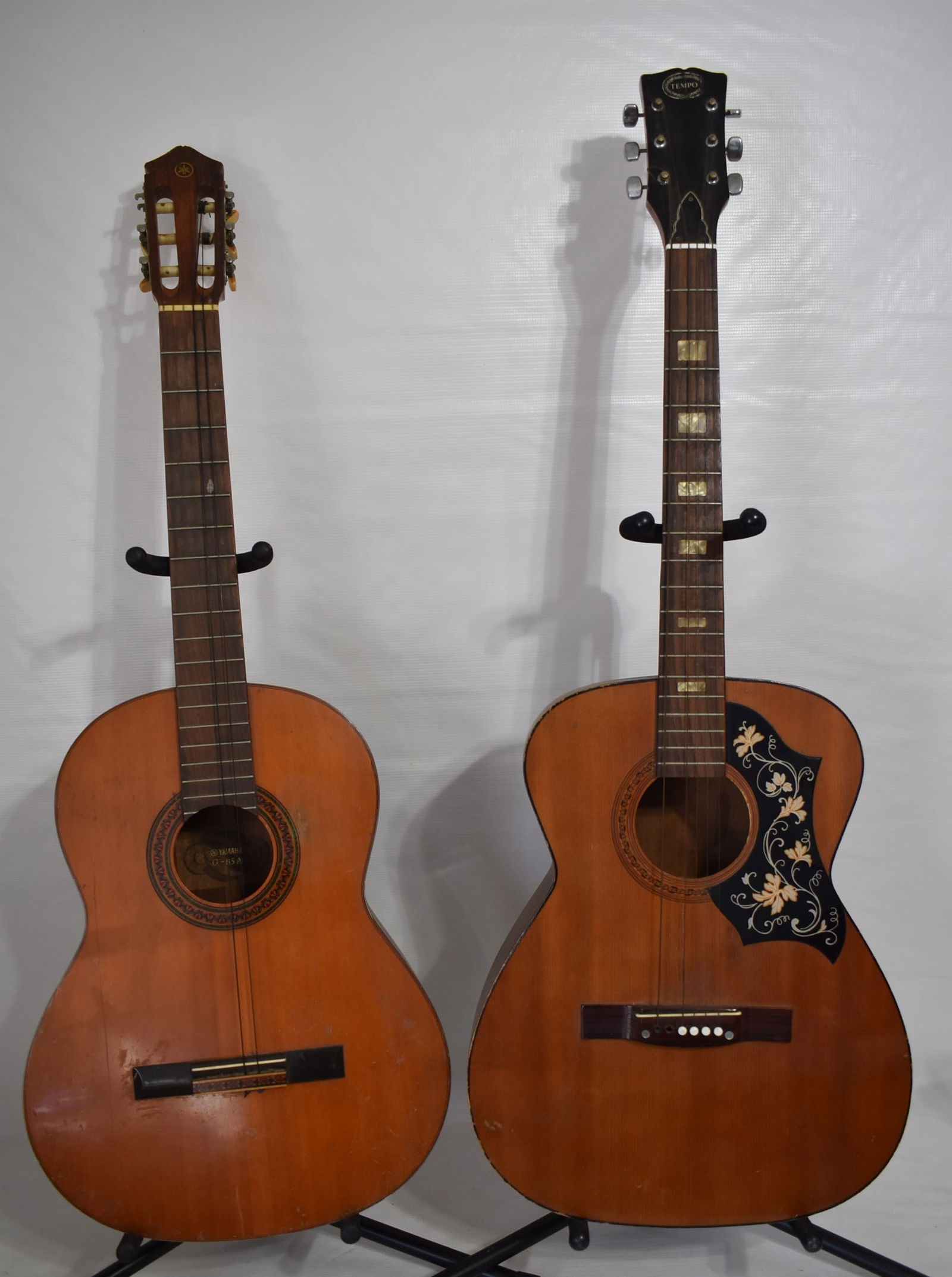 LOT (2) YAMAHA, TEMPO ACOUSTIC GUITARS: LOT (2) YAMAHA, TEMPO ACOUSTIC GUITARS INCL. EARLY YAMAHA G-85A SER. #T0029998, TEMPO BRAZILIAN ROSEWOOD BACK, C. 1950/60