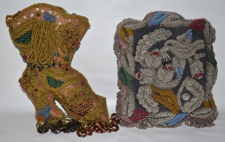 LOT (2) AMERICAN INDAN BEADED TRADING POST ITEMS, 20TH C.