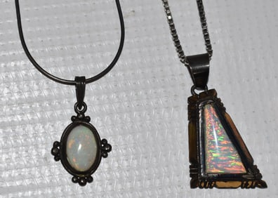 LOT (2) INCL. CARL QUINTANA STERLING/OPAL NECKLACES