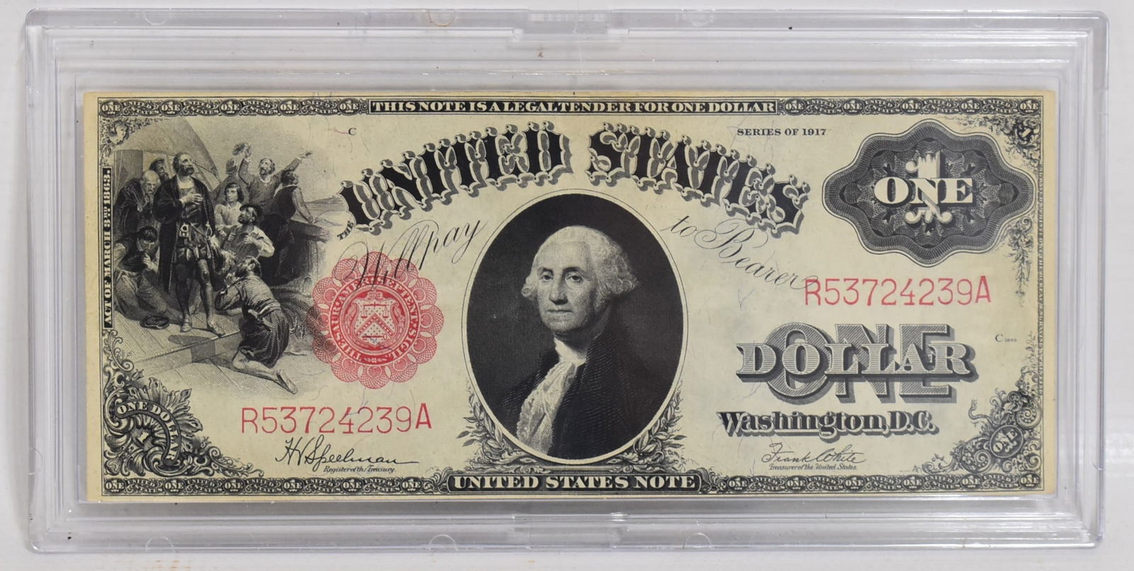 1917 US ONE DOLLAR LARGE NOTE (SAWHORSE BACK) NEAR UNC. (1 of 6)