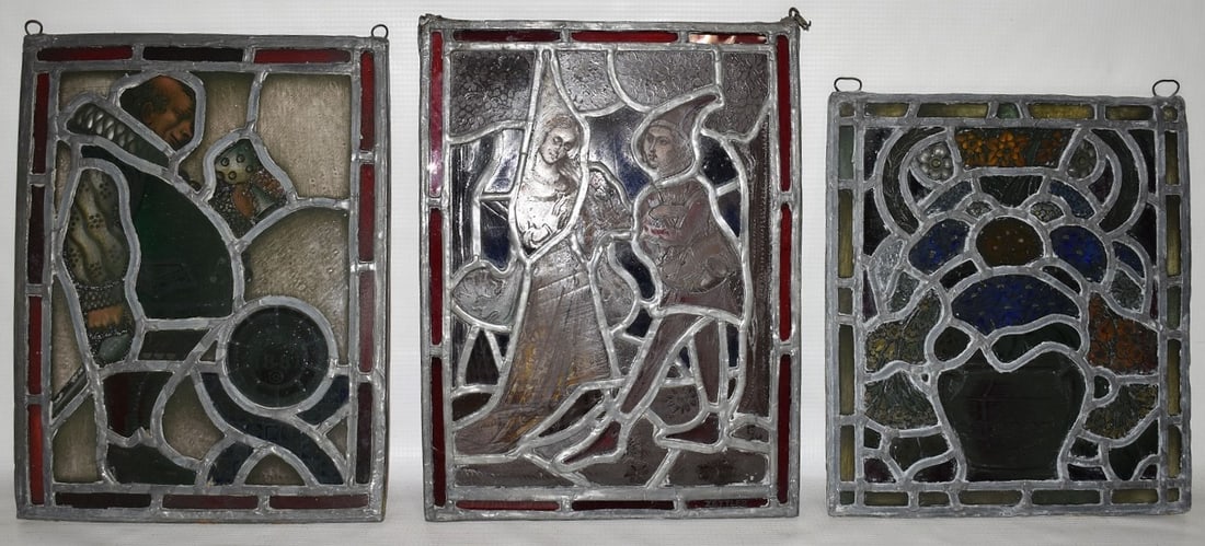 LOT (3) FINE ZETTLER STUDIOS STAIN GLASS WINDOW PANELS (1 of 9)
