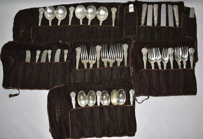 SERVICE FOR (8) TIFFANY & CO. STERLING FLATWARE ENGLISH KINGS