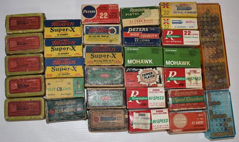 LOT ASSORTED VINTAGE 22 CAL. AMMO