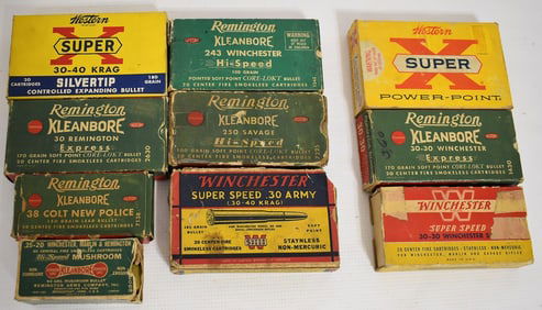 ASST VINT 30-30/30 CAL/243/30-40 KRAG/7MM MAG/250 AMMO