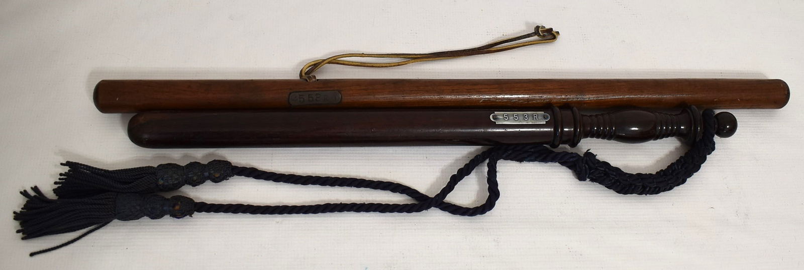 LOT (2) VINTAGE POLICE NIGHT STICK/BATONS, 20TH C.: LOT (2) VINTAGE POLICE NIGHT STICK/BATONS, 20TH C., L. 26"