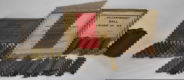 ASST. MILITARY AMMO INCL. .30 CAL, BRASS SHOTGUN SHELLS