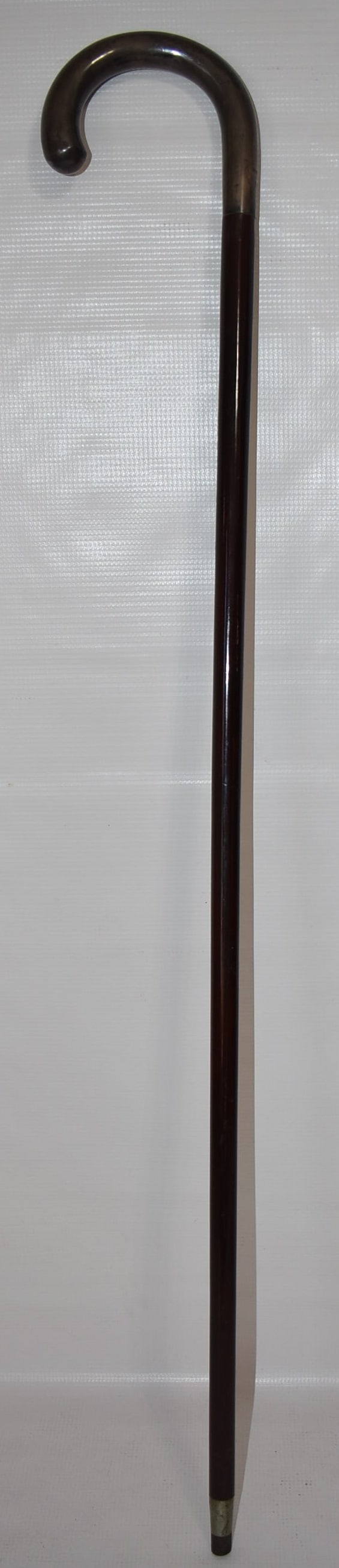 1930'S STERLING HANDLED CANE W/DUST BAG, L. 35": 1930'S STERLING HANDLED CANE W/DUST BAG, L. 35"