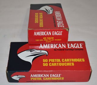 (2) BOXES AMERICAN EAGLE .40 CAL. S & W AMMO (100)