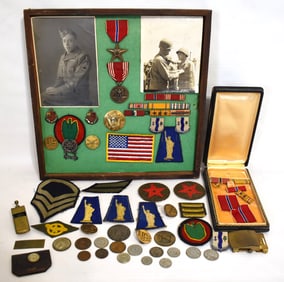 LOT WWI & WWII MILITARY MEDALS/PATCHES "GEORGE CABLE"