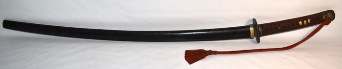 JAPANESE SAMURAI SWORD SIGNED ONE SIDE, 18TH C., L. 45"