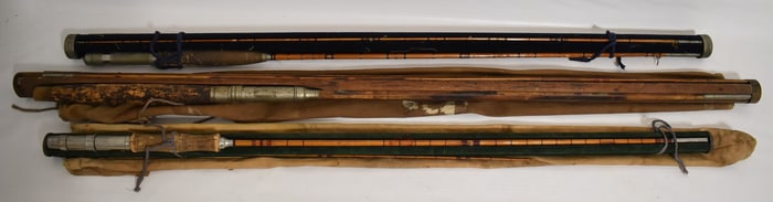 LOT (3) VINTAGE BAMBOO FLY RODS, C. 1940/50