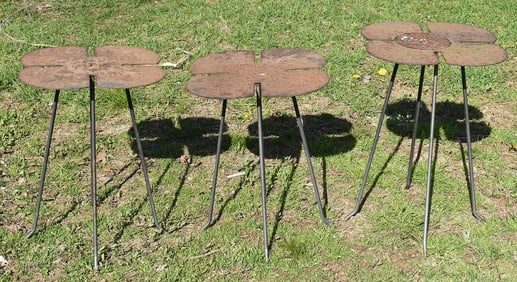 LOT (3) STEELCRAFT NESTING TABLES, H. 21" D. 14"