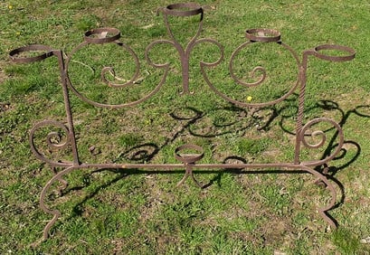 VICTORIAN WROUGHT IRON CLAY POT PLANT STAND, 19TH C.