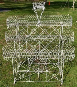 VICTORIAN 4 TIER WIREWORK FLOWER STAND, 19/20TH C.