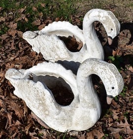 LOT (2) CAST STONE SWAN PLANTERS, 20TH C.