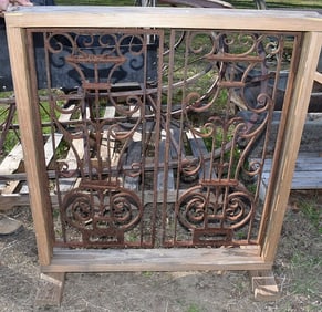 SET (2) WROUGHT IRON GATES, 19TH C., H. 32" W. 36"