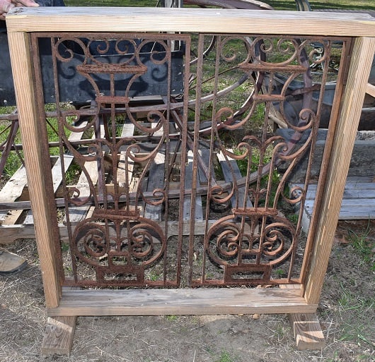 SET (2) WROUGHT IRON GATES, 19TH C., H. 32" W. 36" (1 of 4)