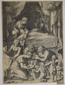 OLD MASTER ENGRAVING "LA NAISSANCE DE LA VIERGE" CORT