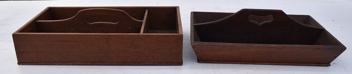 LOT (2) COUNTRY WALNUT/CHESTNUT CUTLERY BOXES, 19TH C.