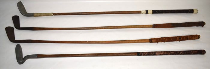 LOT (4) ASSORTED VINTAGE GOLF CLUBS, 19/20TH C.