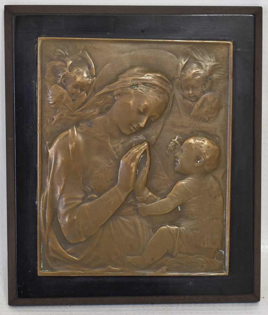 VINT. BRONZE PLAQUE SIGNED MEDALLIC ART CO. NY, C. 1920 (1 of 5)