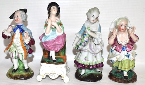 LOT (4) VINTAGE H/P PORCELAIN FIGURINES, 19TH C.