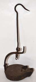 COUNTRY WROUGHT IRON BETTY LAMP, 19TH C., H. 13"