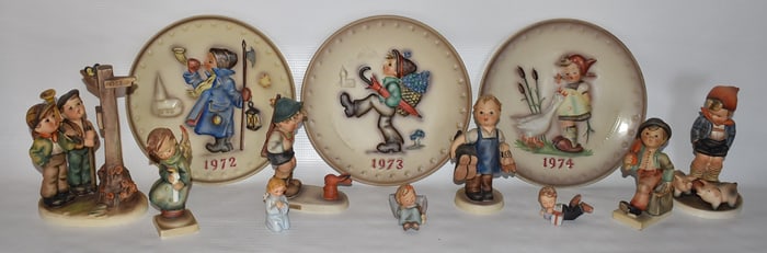 (12) ASSORTED HUMMELS INCL. GOEBEL & ONE LINE, C. 1990