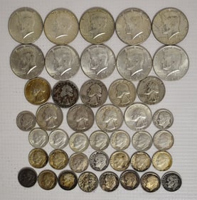 ASST US SILVER COINS INCL KENNEDY HALVES/QUARTERS/DIMES