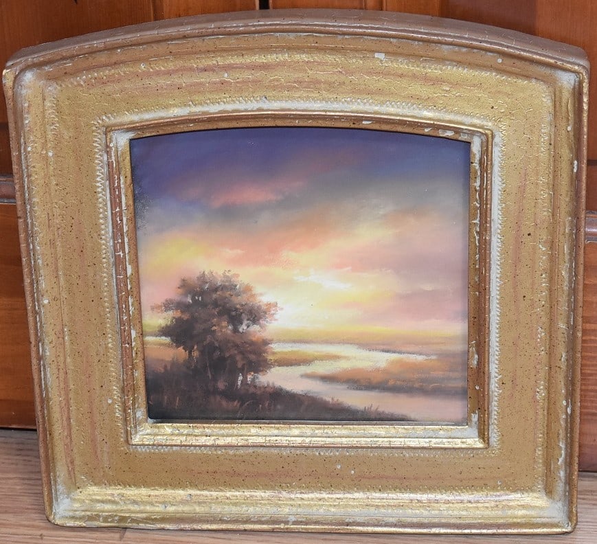 PASTEL WINDING RIVER SUNSET SIGNED J.B.A. (1 of 5)