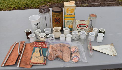 LARGE LOT ASSORTED MILK & CREAM RELATED, 19/20TH C.