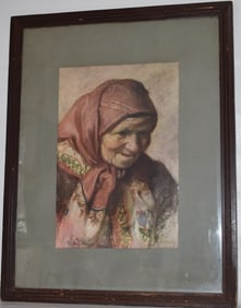 PASTEL "BABUSHKA" SIGNED AUG. NEMEJC