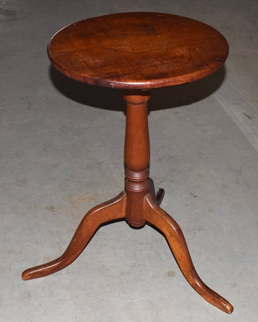 COUNTRY CHERRY SNAKE FOOT CANDLE STAND, 18/19TH C. (1 of 4)