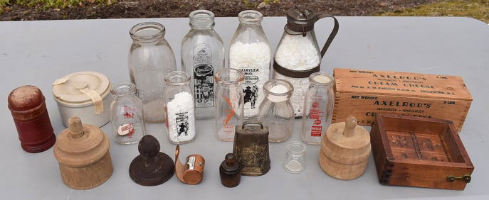 ASSORTED MILK BOTTLES W/BUTTER STAMPS
