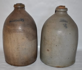 LOT (2) D. WESTON 2 GAL. SALT GLAZED STONEWARE JUGS