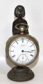 WALTHAM W.S. ELLERY NICKEL SILVER RAILROAD POCKET WATCH