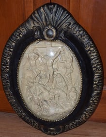 VINTAGE CAST PLASTER CRUCIFIXION OF CHRIST, 19TH C.