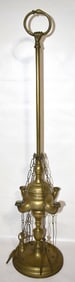 ENGLISH BRASS FLUID LAMP W/4 BURNERS, 19TH C., H. 27"