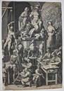OLD MASTER ENGRAVING "THE PRACTITIONERS OF THE VISUAL+"