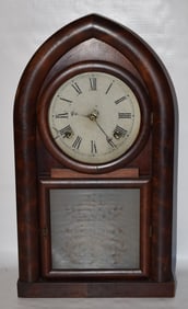 WATERBURY BEE HIVE MAHOGANY SHELF CLOCK, 19TH C.