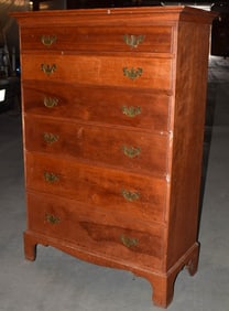 CHIPPENDALE BIRCH 6 DRAWER TALL CHEST, 18/19TH C.