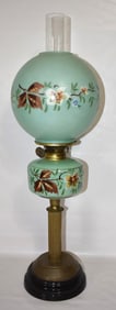 VICT. H/P DUPLEX KEROSENE TABLE LAMP W/MATCHING SHADE