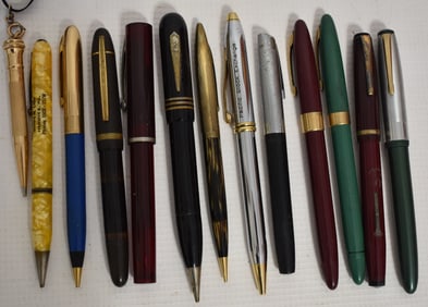 LOT (13) ASSORTED FOUNTAIN PENS/PENCILS