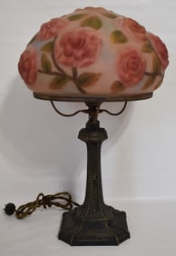 PAIRPOINT TABLE LAMP W/20TH C CONTEMPORARY PUFFY SHADE