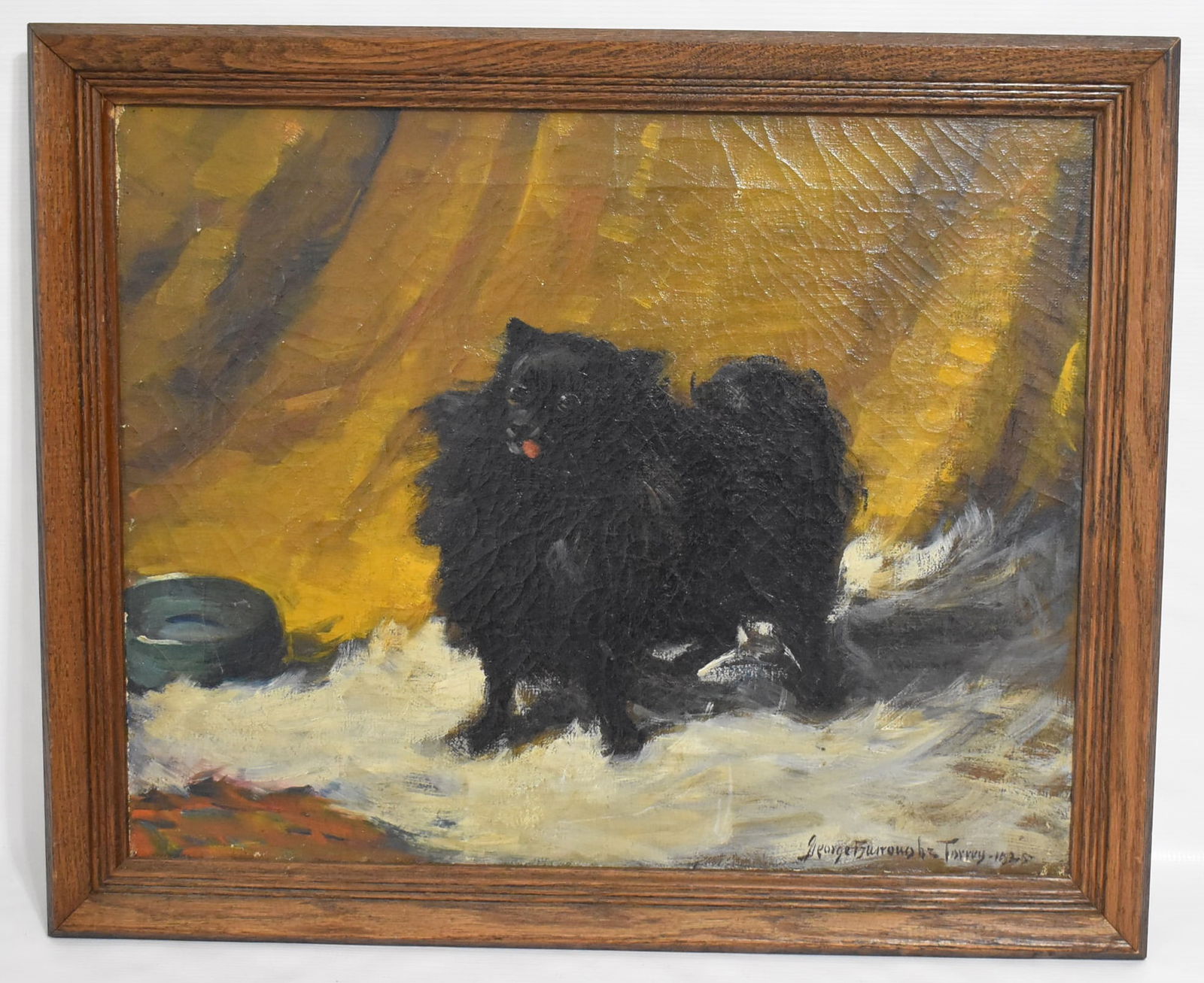 O/C BLACK POMERANIAN DOG SIGNED GEORGE BURROUGHS TORREY (1 of 8)