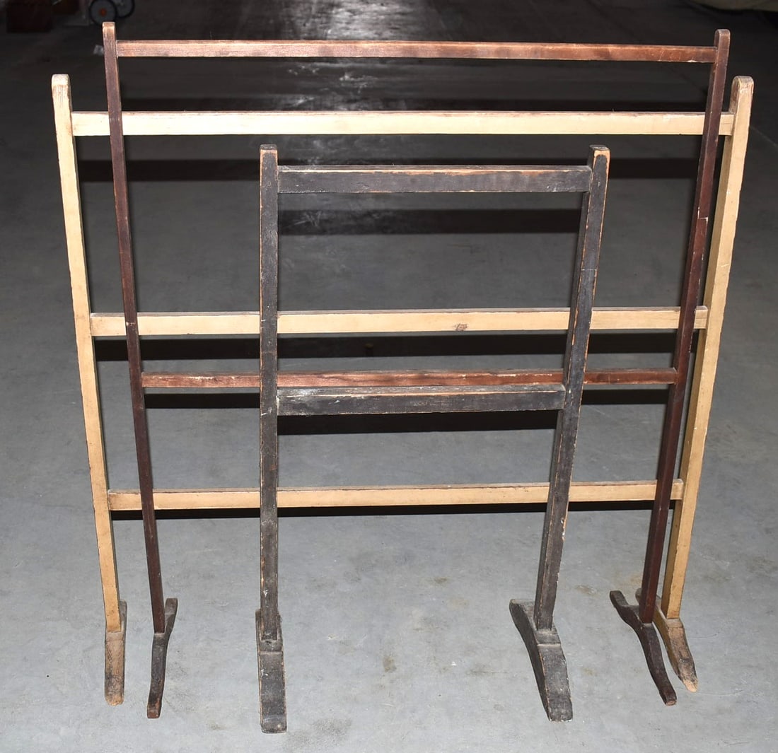 3 COUNTRY PAINTED/STAINED HERB DRYING RACKS, C. 1830/40 (1 of 4)