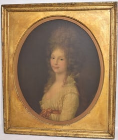 PRINT MARIE ANTOINETTE, 19TH C., (PARTIAL GILT FRAME)